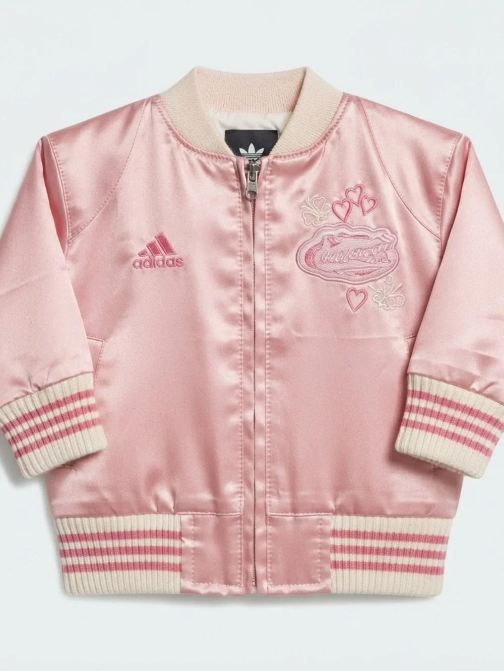 adidas Pink Satin Kids Bomber Jacket